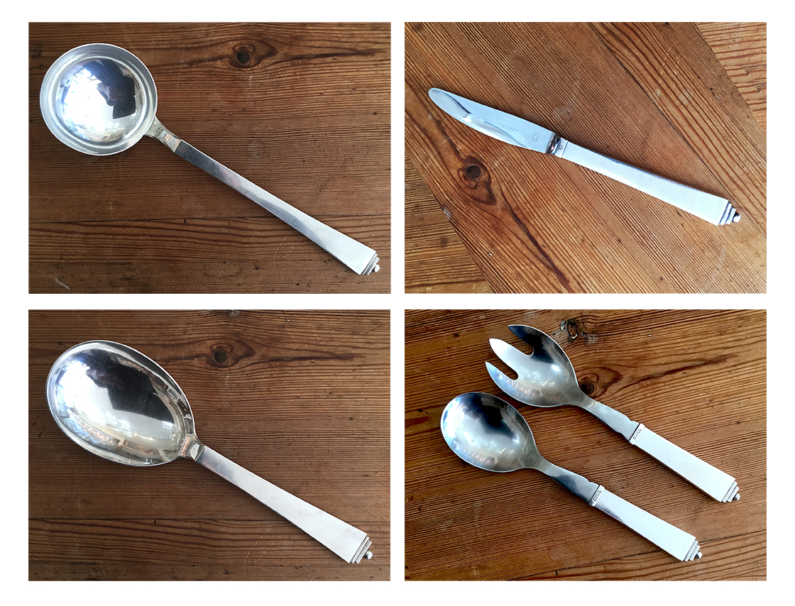 Georg Jensen Silber auf einem Holztisch