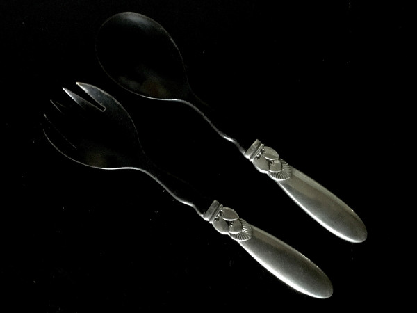 KAKTUS (Georg Jensen): Salatbesteck, 2-teilig mit Horn