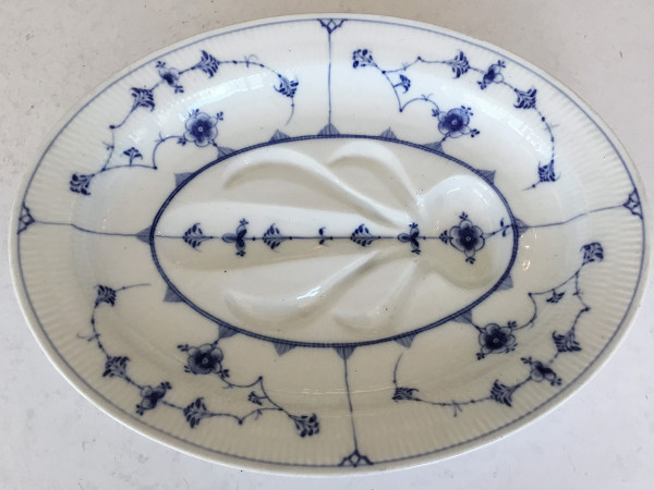 Musselmalet / Blue Fluted: Fischplatte 46 cm, oval - antikes Einzelstück